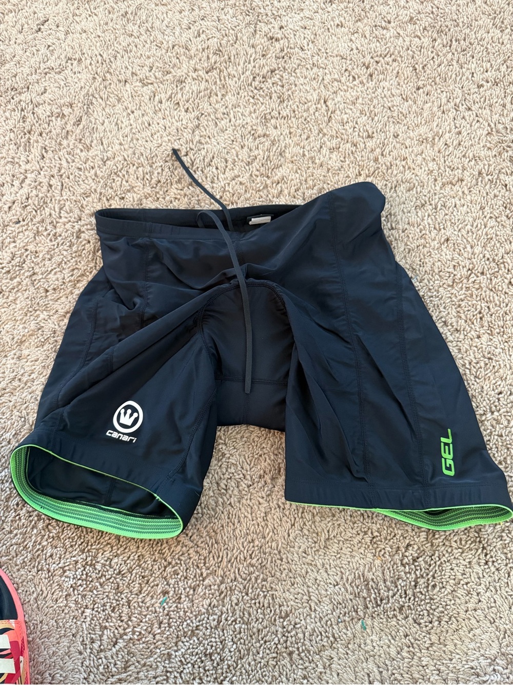 Canari Men's Black Compression Shorts with Green Trim